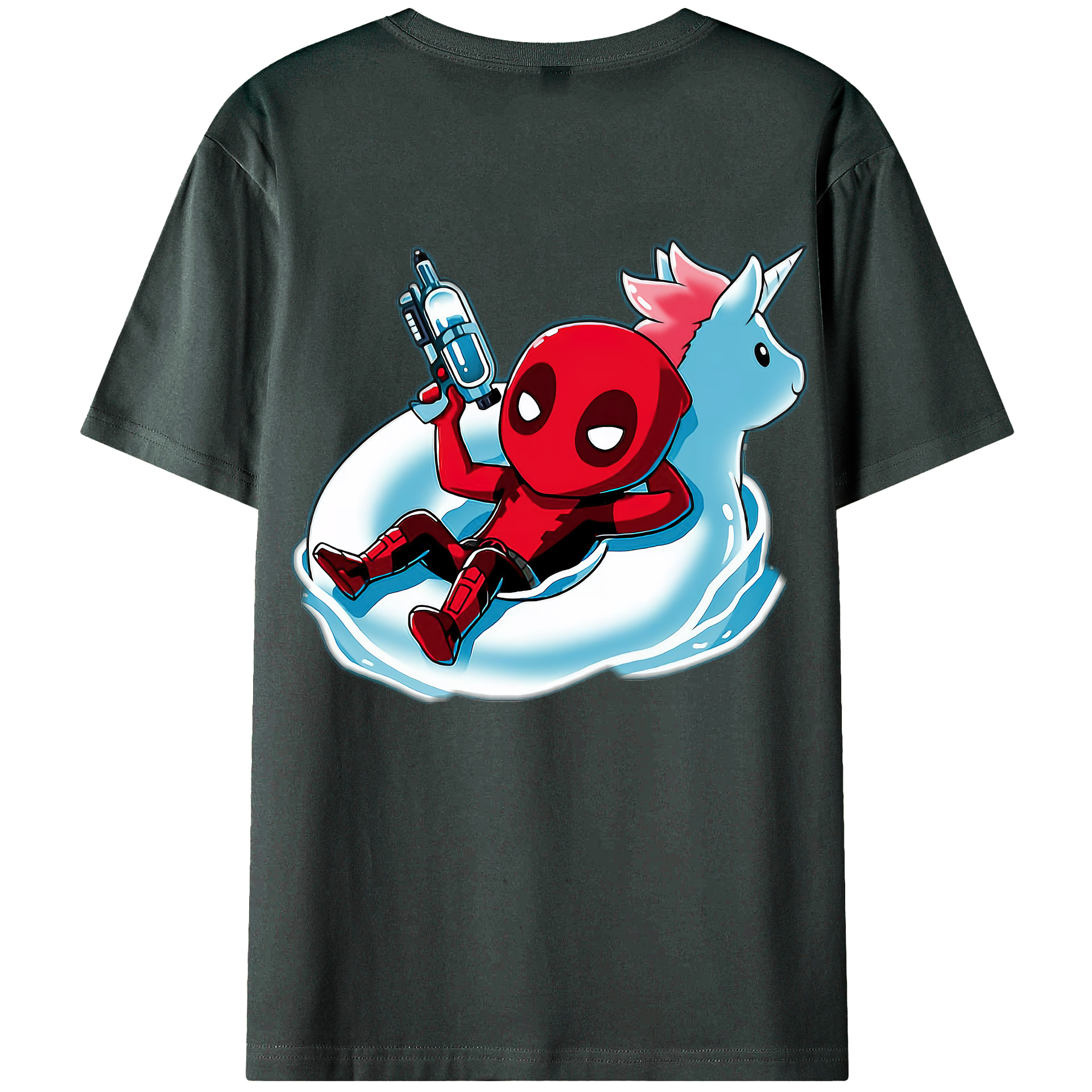 （画像用） Deadpool デッドプール 綿100％ メンズ半袖Tシャツ（バックプリント） 通気性